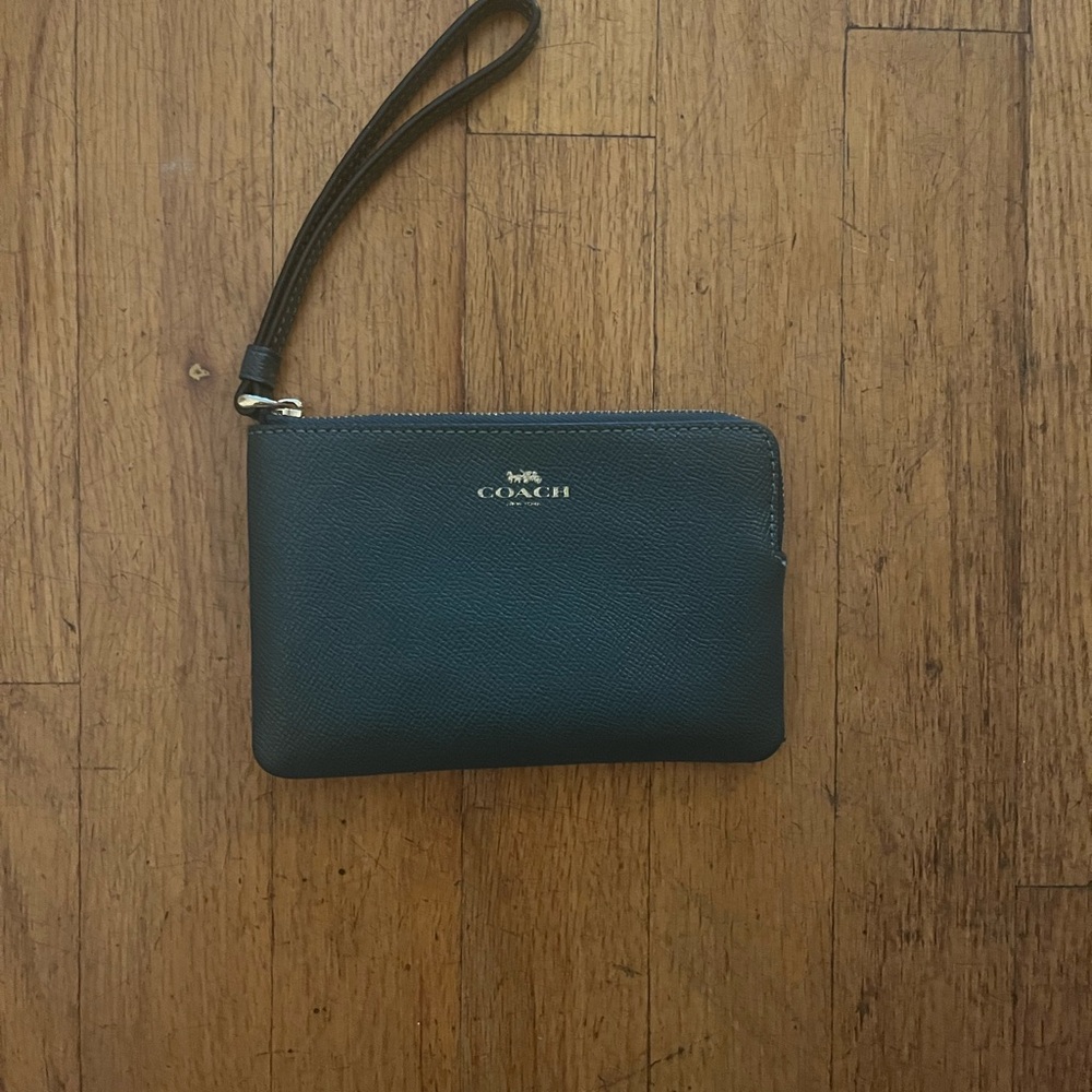 Coach Blue Leather Wristlet Card Holder